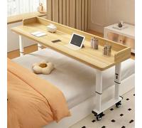 Escritorio de madera ajustable con ruedas de pie para computadora, mesita de noche con deflector, Mesa de pie sobre la Cama，escritorio rodante para laptop, trabajo(A,100x40x68cm/39.4x15.7x26.8")