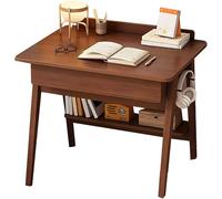 Escritorio de madera, contemporáneo, para computadora, pequeña oficina en casa, estación de trabajo talbe con cajones y estantes, estación de trabajo de escritura de conferencias doble sólida, mesas