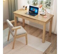 Escritorio de madera de roble macizo, pequeña mesa de estudio de escritura con 2 cajones para uso en casa o computadora