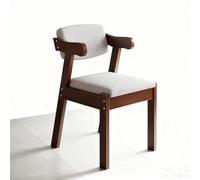 Escritorio de madera maciza con 2 cajones de almacenamiento y sillón tapizado de lino de algodón, muebles de escritura para el hogar, oficina, estudio, juegos, comedor