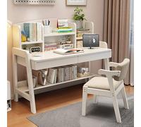 Escritorio de madera maciza con 2 Ders Cuter Desk & Wortat Open Sto Space Slish Home Office Fur Modern Work Table 120 cm Lar Desk para estudio y trabajo