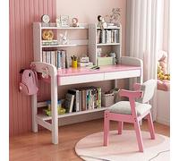 Escritorio de madera maciza con altura ajustable y 2 cajones, mesa de estudio para uso escolar en casa, 100 x 55 x 83 cm