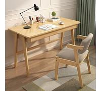 Escritorio de madera maciza con cajón de almacenamiento para estudio, dormitorio, estilo industrial nórdico (120 x 60 x 75 cm)