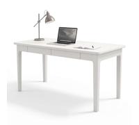 Escritorio de madera maciza con cajones, escritorio de computadora de 31 pulgadas, 39 pulgadas, 47 pulgadas, para el hogar, 2 cajones deslizantes grandes y suaves, fácil de montar, escritorio nórdico