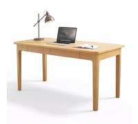 Escritorio de madera maciza con cajones, escritorio de computadora de 31 pulgadas, 39 pulgadas, 47 pulgadas, para el hogar, 2 cajones deslizantes grandes y suaves, fácil de montar, escritorio nórdico