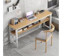 Escritorio De Madera Maciza, Escritorio De Oficina Extra Largo, Escritorio De Doble Capa Con Estantes De Almacenamiento Para Un Estilo Y Diseño Moderno A,160CM