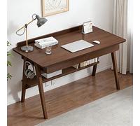 Escritorio de madera maciza, escritorio moderno de estilo medieval, escritorio de oficina en casa con cajones y estantes, escritorio de estudio/escritorio de computadora adec Walnut 47.2x21.7x32.3 in