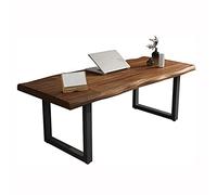 Escritorio de madera maciza para computadora con soporte de metal, escritorio de estilo nórdico para oficina en casa, estación de trabajo ergonómica para una mayor productividad
