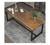 Escritorio de madera maciza para computadora, mesa de oficina en casa, mesa de comedor, mesa de reuniones multifuncional con marco de hierro forjado 9