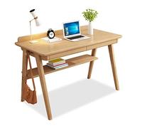 Escritorio de madera maciza para estudiantes, mesa de escritura simple con cajones, 100 x 55 x 75 cm, color madera elegante, perfecto para oficina en casa y estudio
