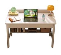 Escritorio de oficina de madera maciza con cajones y estantes, escritorio de 55.1 pulgadas de grosor, fácil de montar para el hogar y el estudio, diseño blanco moderno para un espacio de trabajo