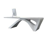 Escritorio de oficina en casa, elegante mesa de jefe de laca blanca, escritorio simple y moderno, escritorio creativo grande para oficina, trabajo y estudio (160 x 80 x 75 cm)