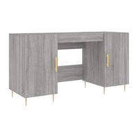 Escritorio de oficina grande Sonoma gris 140 x 50 x 75 cm de madera y hierro, duradero y elegante para lugares de trabajo modernos