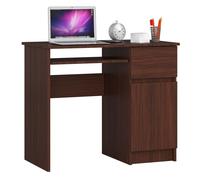 Escritorio de ordenador akord piksel wenge de 90 cm con lado derecho con 1 puerta 1 cajón frente en color wenge 3 estantes de 90x50x77 cm