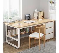 Escritorio de Ordenador con 3 Cajones, Estación de Trabajo de La Oficina en Casa de Madera Escritorio de Trabajo Estable, Moderno PC Portátil Mesa de Estudio(100x50x75cm(39x20x29in), Teak)