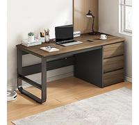 Escritorio de Ordenador con 3 Cajones, Estación de Trabajo de La Oficina en Casa de Madera Escritorio de Trabajo Estable, Moderno PC Portátil Mesa de Estudio(100x50x75cm(39x20x29in), Walnut)