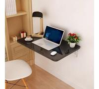 Escritorio de pared flotante de madera para oficina en casa y cocina, mesa plegable que ahorra espacio, fácil instalación (negro, 120 x 30 cm)