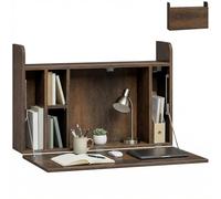 Escritorio de Pared HOMCOM, Escritorio Flotante para Ordenador portátil con Compartimentos de Almacenamiento Que ahorran Espacio para la Oficina en casa y el Estudio, 77 cm x 20 cm x 51 cm, marrón
