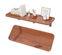 Escritorio de pared plegable compacto para el hogar, oficina, comedor, balcón, dormitorio, baño, cocina, acabado de nogal, 40 x 24 cm, solución que ahorra espacio