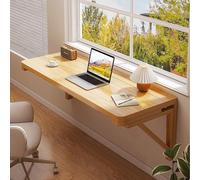 Escritorio de pared plegable con diseño de ahorro de espacio con soporte de metal resistente, ideal para la oficina en casa, cafetería o espacios pequeños, solución eficiente y elegante para espacio