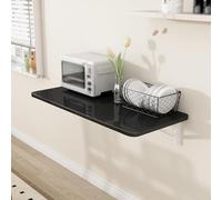 Escritorio de pared plegable, mesa de escritura que ahorra espacio para espacios pequeños, oficina en casa, estudio, cocina, comedor, negro, 100 x 50 cm, solución compacta para estación de trabajo