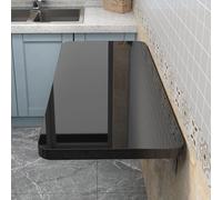Escritorio de pared plegable negro que ahorra espacio, 80 x 50 cm, escritorio compacto convertible para espacios pequeños, cocina, comedor, solución ideal para espacio de trabajo