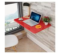 Escritorio de pared plegable que ahorra espacio para habitaciones pequeñas, escritorio flotante para lavandería, estudio, dormitorio, 31 x 12 pulgadas, color rojo, perfecto para espacios de vida