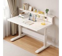 Escritorio de pie ajustable con cajón de almacenamiento, ajuste manual de altura para oficina en casa, promueve la ergonomía y la productividad