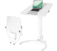 Escritorio de pie plegable con ajuste neumático de altura y superficie inclinable de 90°, estación de trabajo portátil para uso en laptop