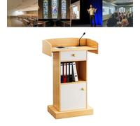 Escritorio de podio profesional de roble oscuro con gabinete Sto y soporte de conferencias DerIdeal para profesores, presentadores, capellanes y ceremonias para conferencias y hablar en público