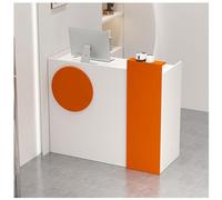 Escritorio de recepción compacto con cajones con cerradura y gabinete GE SilentGlide corredores precortados con orificio para cable borde de PVC, mostrador de oficina moderno (39.4 x 33.5 x 17.7