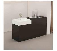 Escritorio de recepción compacto para espacios pequeños, elegante mesa de oficina y salón para checkout vestíbulo salón de belleza (D2 R39.3 x 19.6 x 39.3 pulgadas)