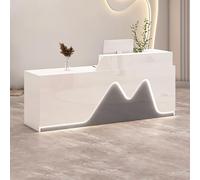 Escritorio de recepción con bandeja para teclado, cajón con cerradura y luz, mesa de bienvenida moderna para vestíbulo, salón de belleza u oficina