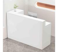 Escritorio de recepción con cajón con cerradura de 39.4 pulgadas, mesa de negociación para vestíbulo, mostrador de salida, salón de belleza, tienda, diseño blanco moderno para espacios profesionales