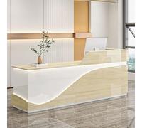 Escritorio de recepción con cajón con cerradura, elegante mostrador de oficina para salones y tiendas minoristas, 140 cm para mejorar la eficiencia y organización empresarial