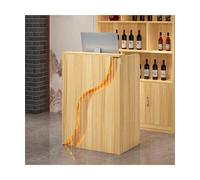 Escritorio de recepción con cajón con cerradura, expositor para pequeñas tiendas de ropa y conveniencia, acabado de nogal brillante, 100 cm de largo, elegante y funcional