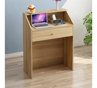 Escritorio de recepción con cajón con cerradura para salón y oficina, mostrador frontal de madera con diseño simple, ideal para vestíbulos y zonas de pago