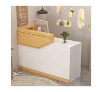 Escritorio de recepción con cajón y estantes con cerradura, elegante mostrador de pago para tiendas de ropa, bares y oficinas, acabado de roble dorado, 100 cm, lado derecho