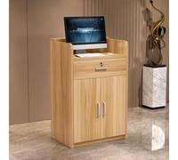 Escritorio de recepción con cajones, color amarillo, 60 cm, para salón, oficina, recibidor, servicio al cliente, diseño moderno, muebles de recepción duraderos