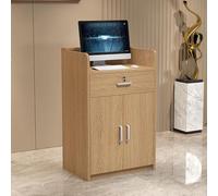 Escritorio de recepción con cajones con cerradura, mostrador frontal compacto para el hogar, oficina, salón, muebles elegantes para una gestión eficiente del espacio