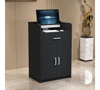 Escritorio de recepción con cajones con cerradura, mostrador frontal compacto para el hogar, oficina, salón, muebles elegantes para una gestión eficiente del espacio