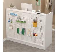 Escritorio de recepción con cajones con cerradura y armario de almacenamiento, mesa moderna para computadora de oficina para pagar, salón, tienda de tienda, salón de belleza