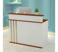 Escritorio de recepción con cajones de bloqueo y bandeja para teclado, mesa de exhibición de madera para tienda de ropa, salón de belleza, vestíbulo, estación de trabajo elegante y funcional