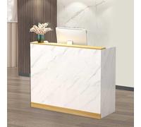 Escritorio de recepción con cajones, mostrador de caja registradora para salones de belleza, tiendas de ropa y pequeñas empresas, elegante diseño funcional que ahorra espacio
