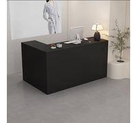 Escritorio de recepción con cajones y estantes abiertos, BlackR, 180 x 100 x 90 cm, moderno, para oficina, salón, spa, cocina, elegante solución de muebles
