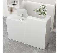 Escritorio de recepción con cajones y estantes - Elegante diseño de madera para clínicas y tiendas - Ideal para zonas de recepción