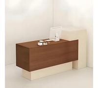 Escritorio de recepción con cajones y estantes para negocios, panadería, fruta, hotel, marrón, 130 x 50 x 110 cm, elegante mostrador para tiendas y oficinas