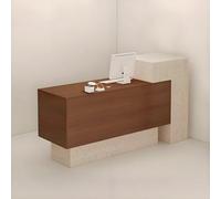 Escritorio de recepción con cajones y estantes para negocios, panaderías, tiendas de frutas, hoteles, marrón, 160 x 50 x 110 cm, elegante mueble de recepción para uso comercial