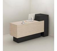 Escritorio de recepción con cajones y estantes para negocios, pastelería, tiendas de frutas, hoteles, negro, 160 x 50 x 110 cm, elegante mueble de recepción para uso comercial