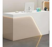 Escritorio de recepción con cerradura con armario de almacenamiento y agujero para cable, mostrador de pago para venta al por menor, oficina y hospitalidad, solución elegante y funcional para